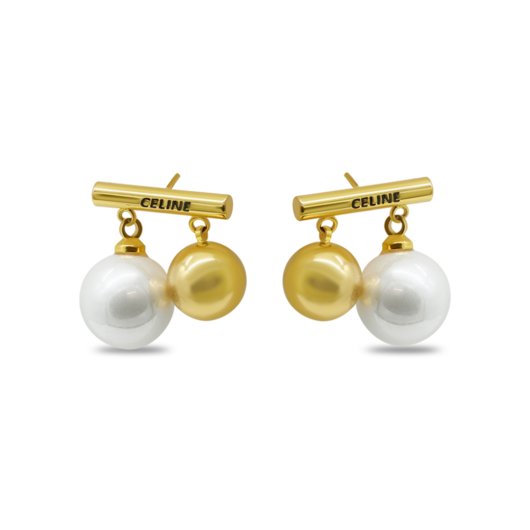 Dual Tone Pearl Bar Studs