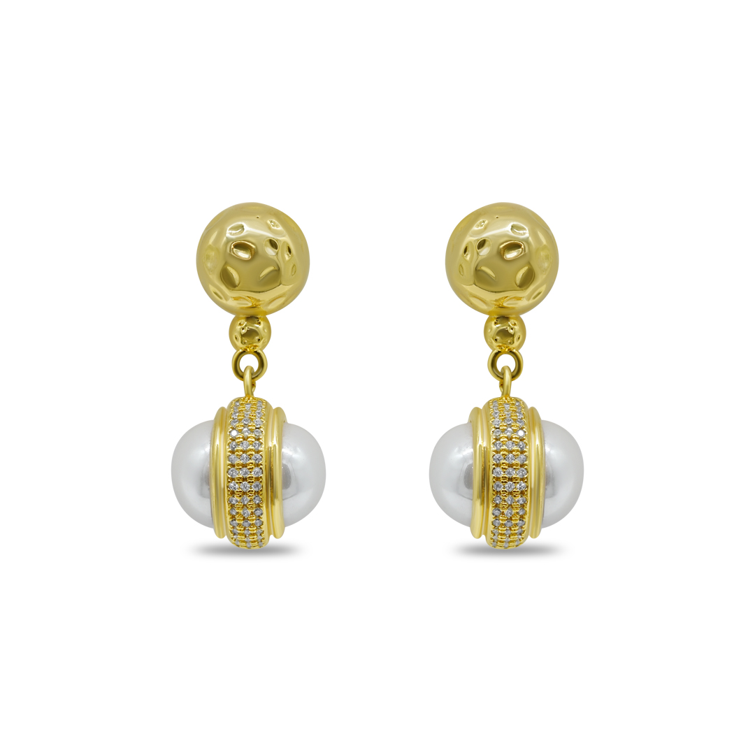 Hammered Gold Pearl Drops