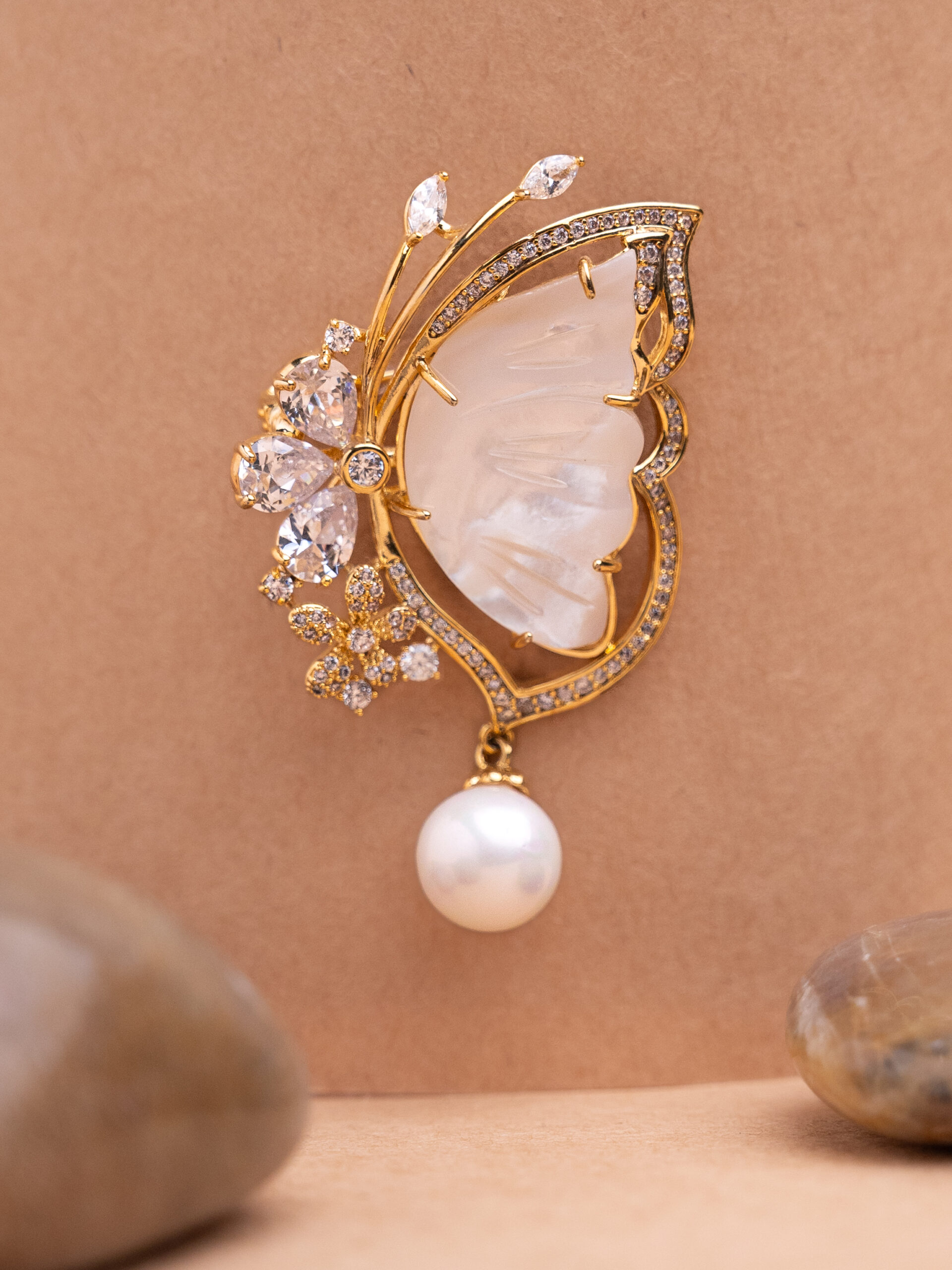 Butterfly Pearl Brooch Pin