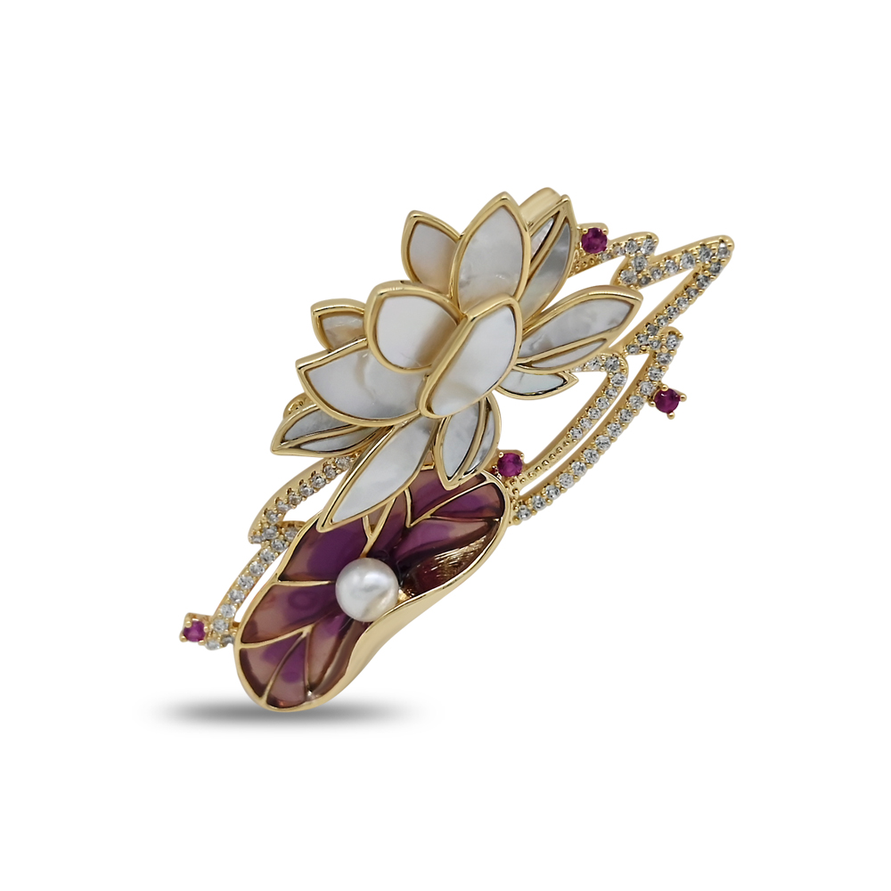 Lotus Shell Brooch Pin