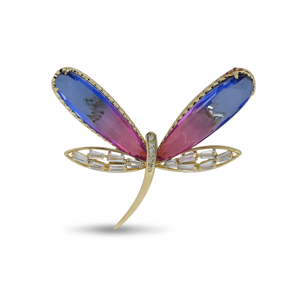 CZ Dragonfly Brooch Pin