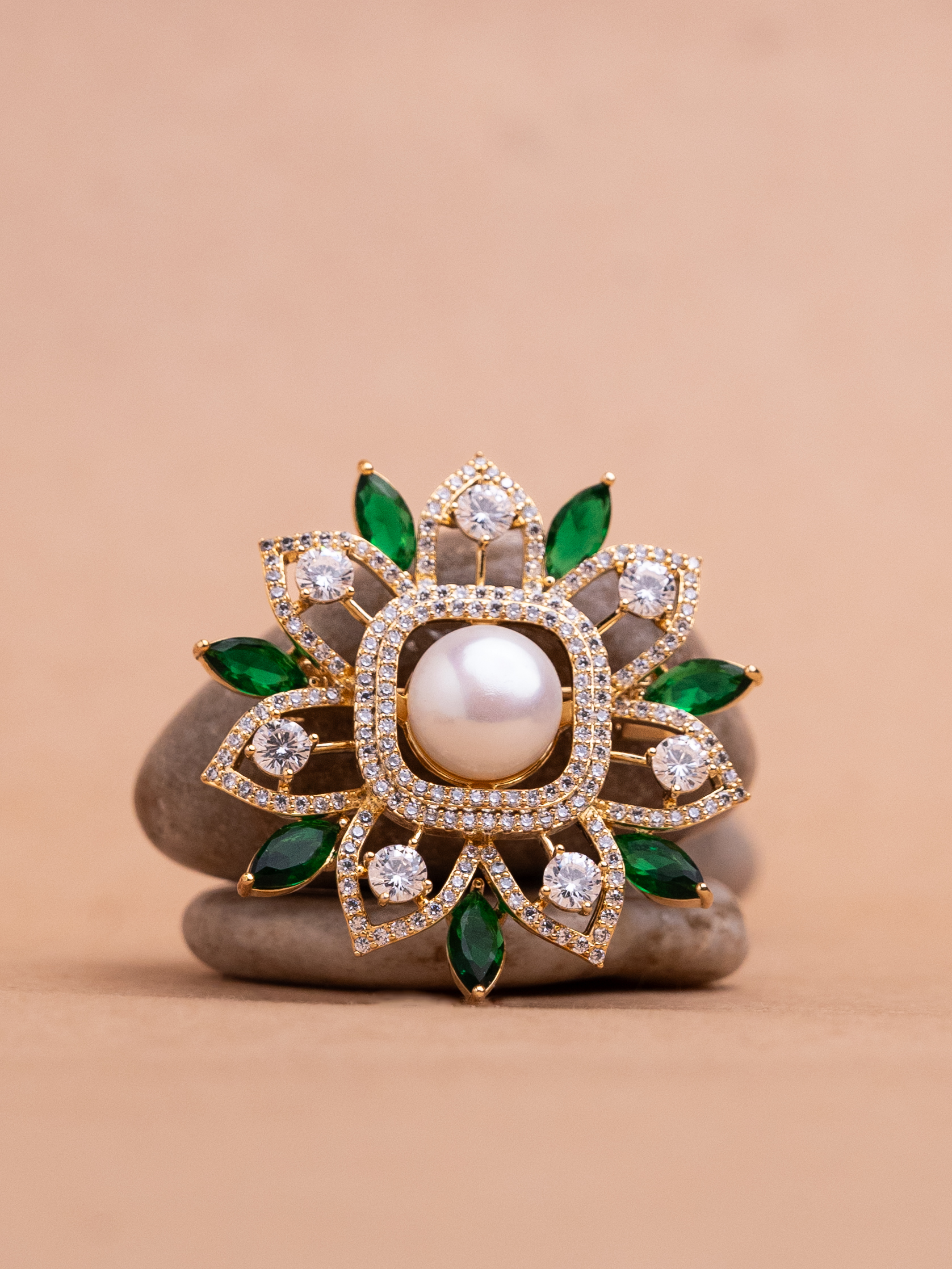 Classic Pearl and Green Stone
