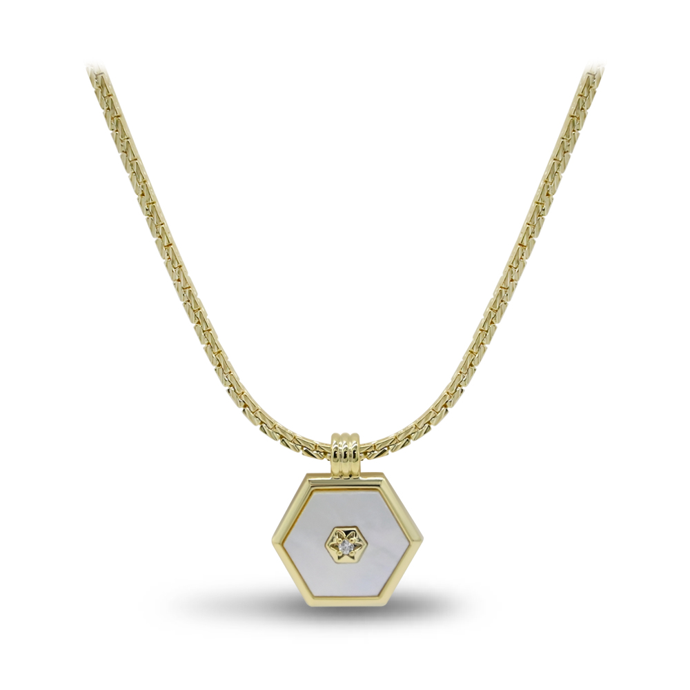 Hexagon Shell Pendant Necklace