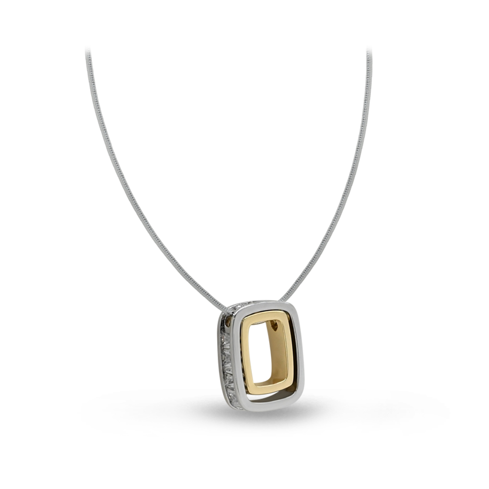 Dual-Tone Geometric Pendant Necklace