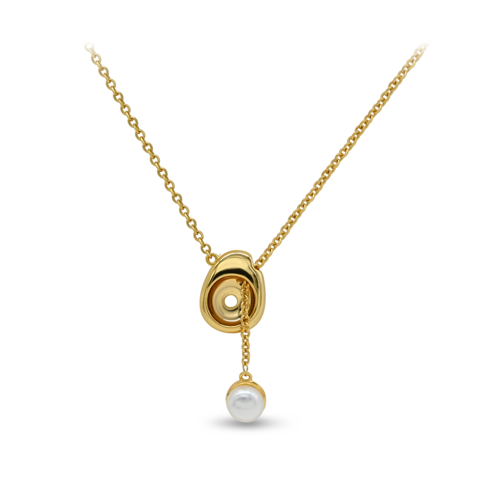 Gold Pearl Drop Lariat