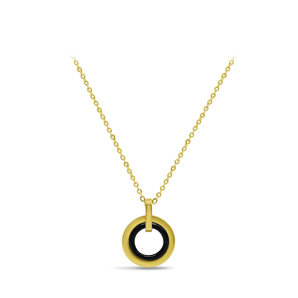 Modern Onyx Halo Necklace