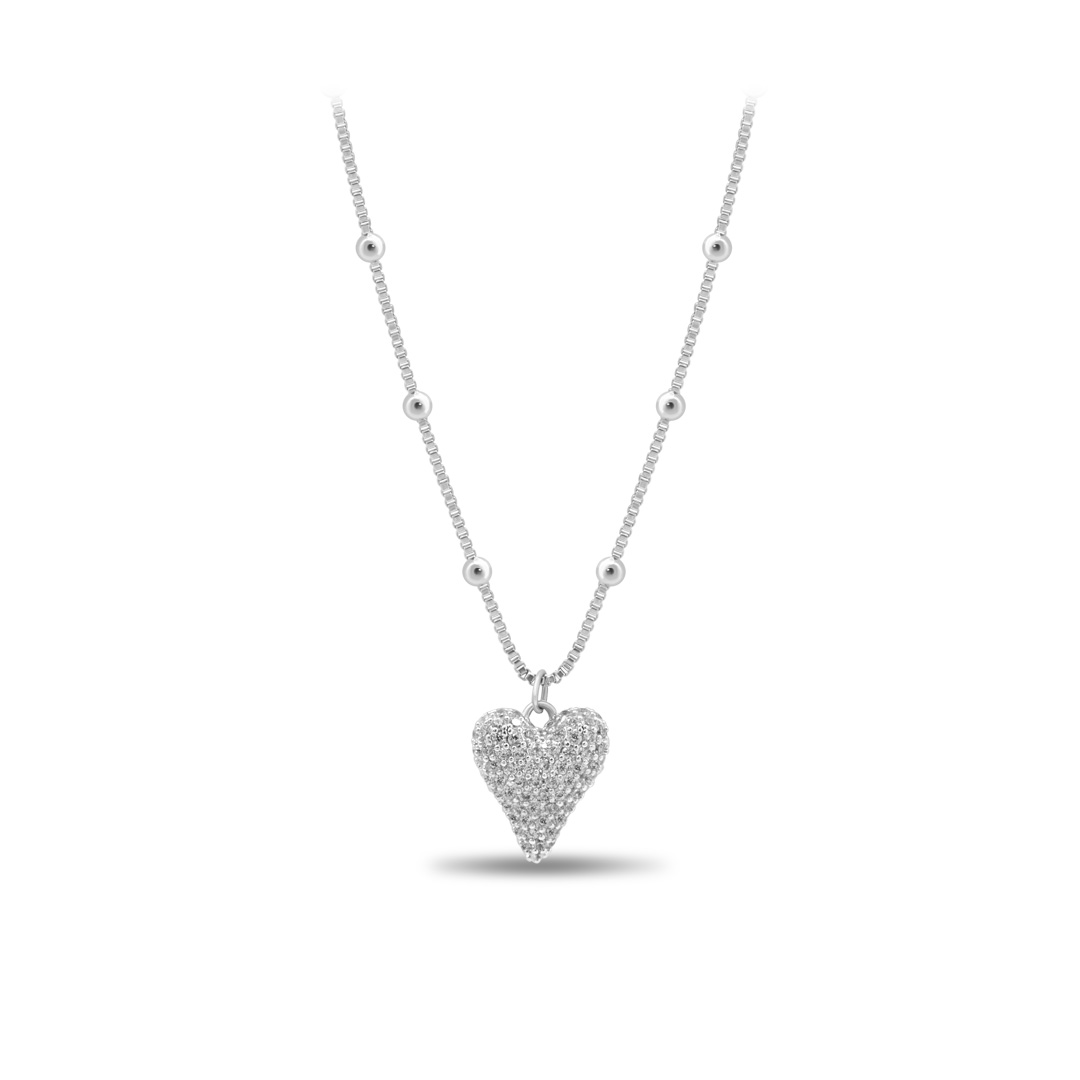 Silver Shimmer Heart Necklace