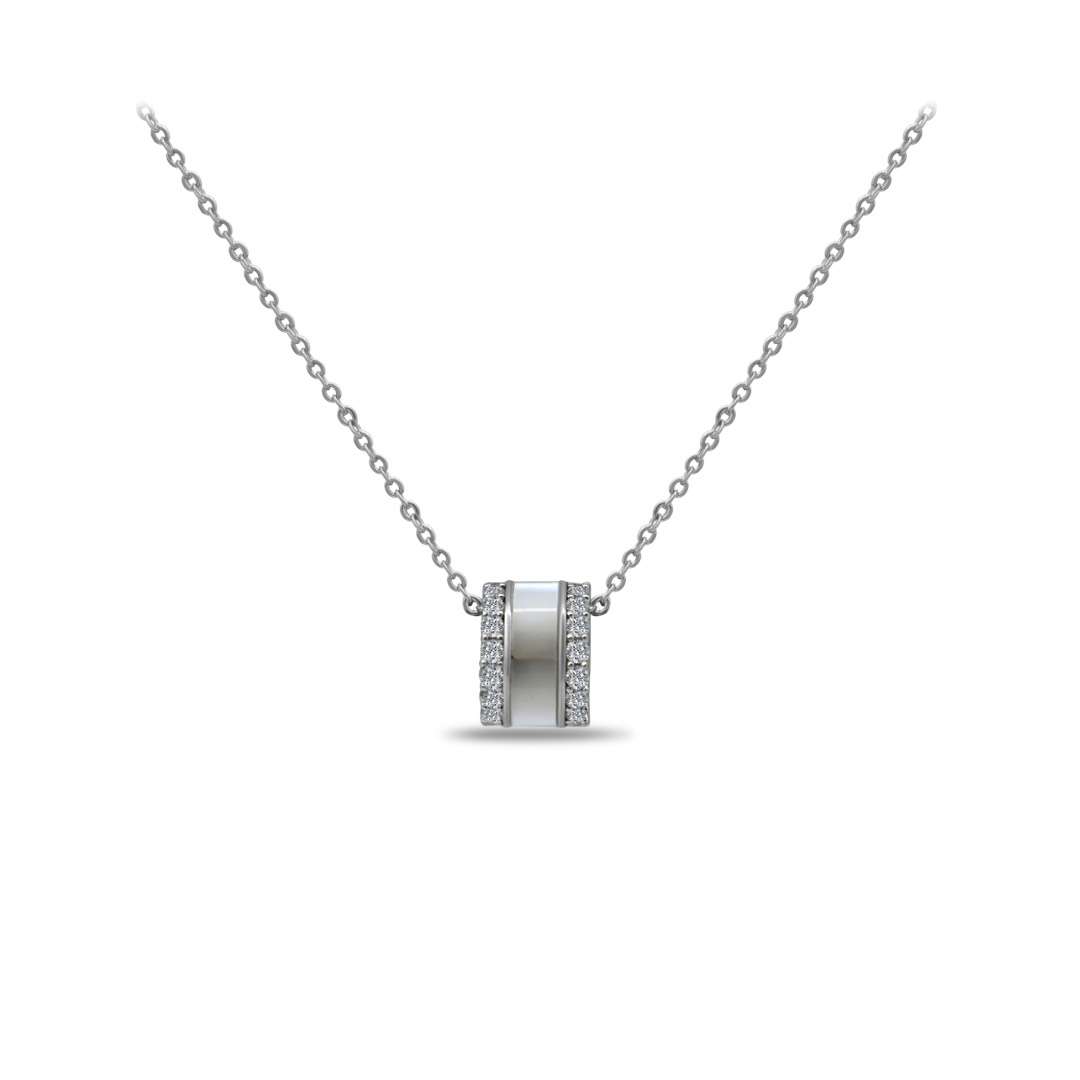 Silver Barrel Crystal Necklace