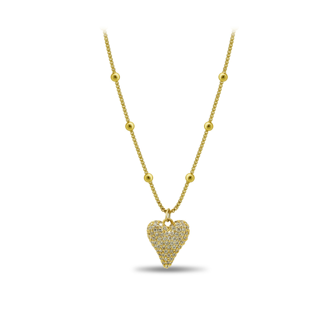 Golden Shimmer Heart Necklace