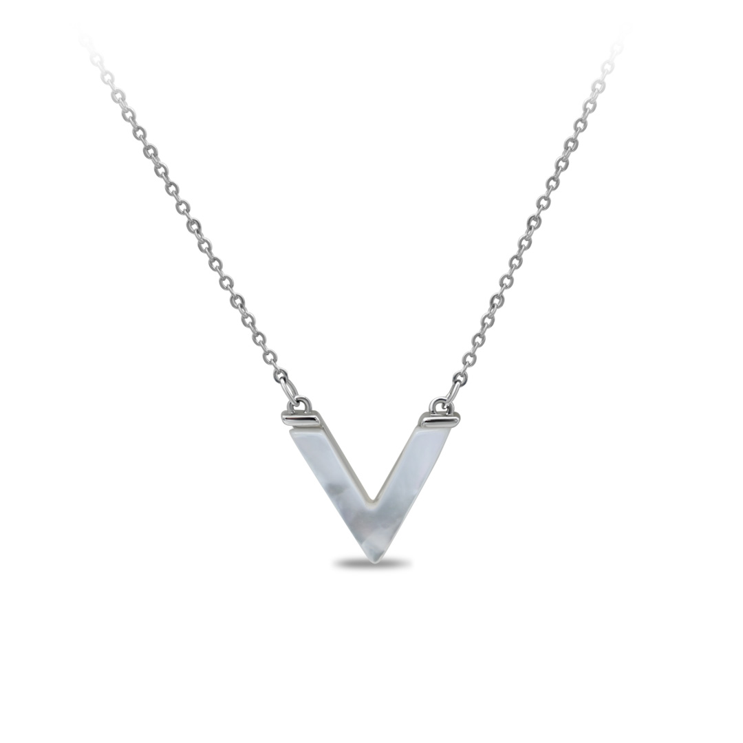 Silver Chevron Shell Necklace