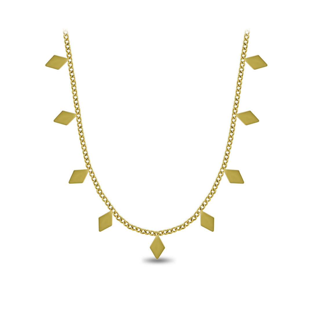 Golden Diamond-Shape Charm Necklace