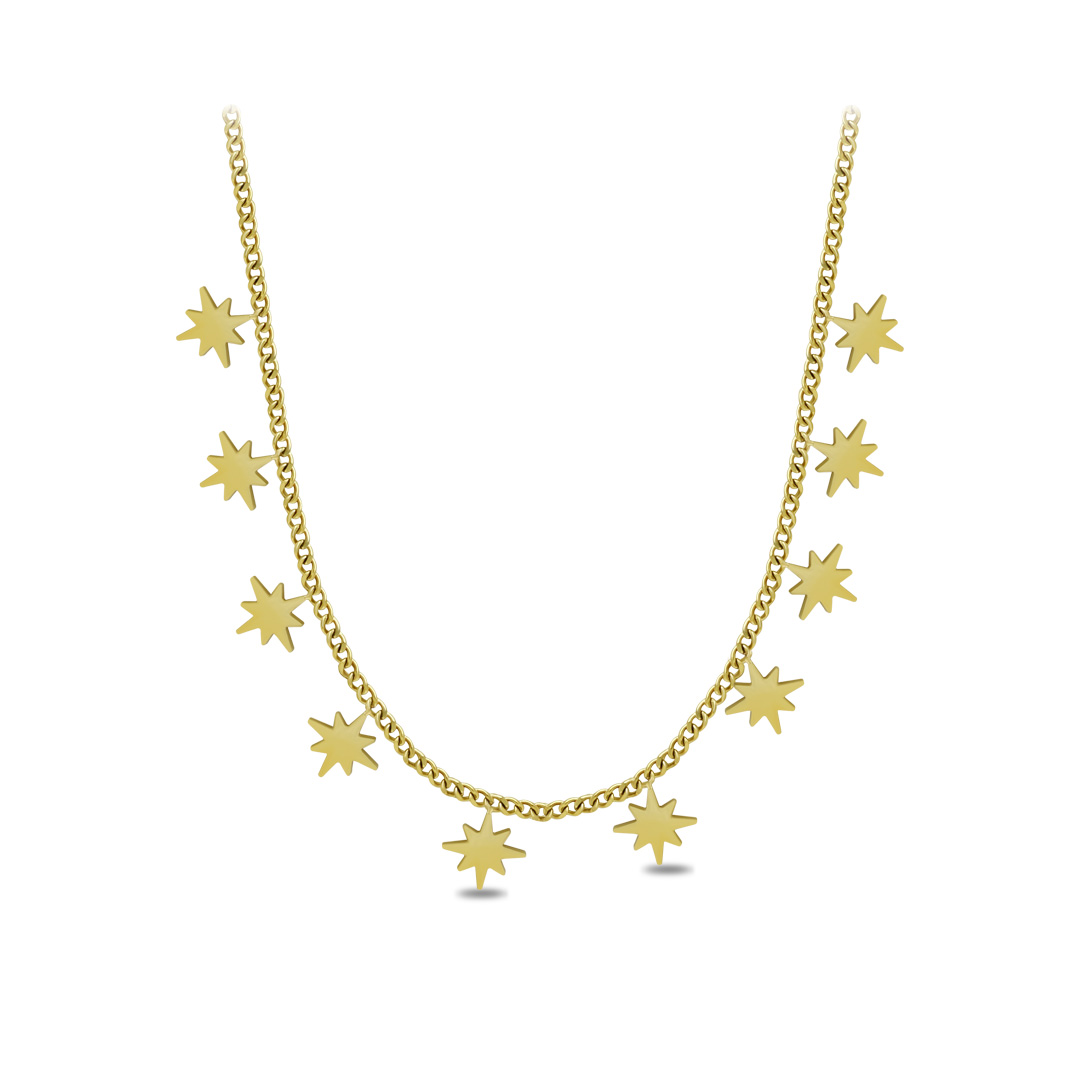 Golden Starburst Charm Necklace
