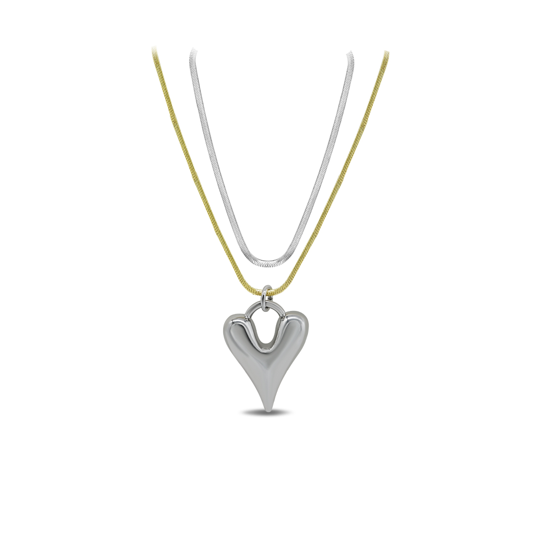 Dual Tone Heart Necklace