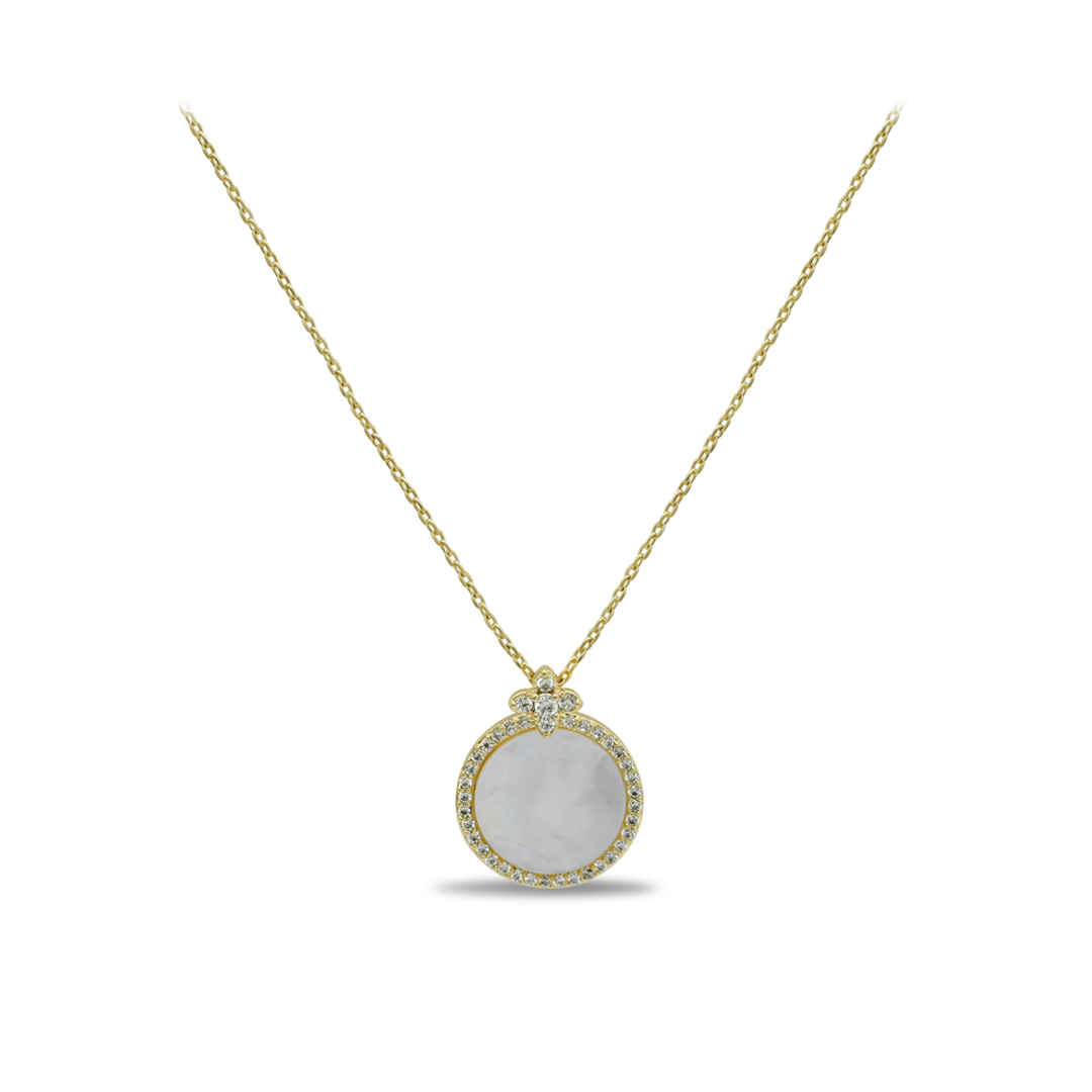 Golden Round Pearl Pendant