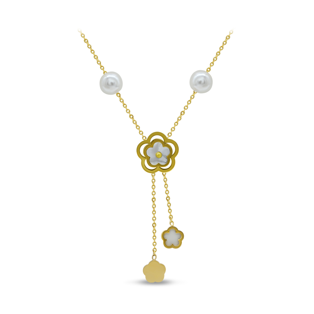 Pearl Floral Y-Necklace