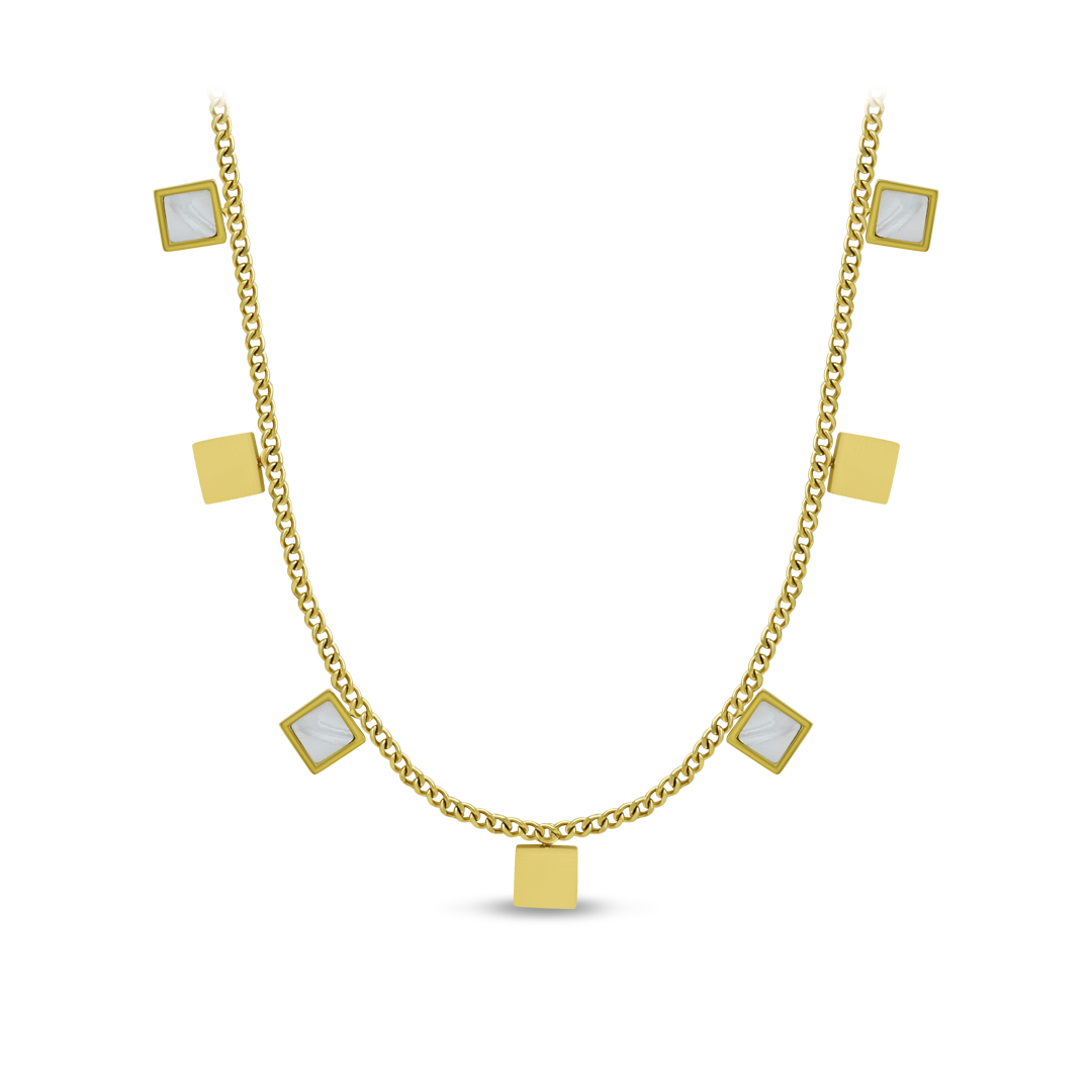 Golden Square Charm Choker