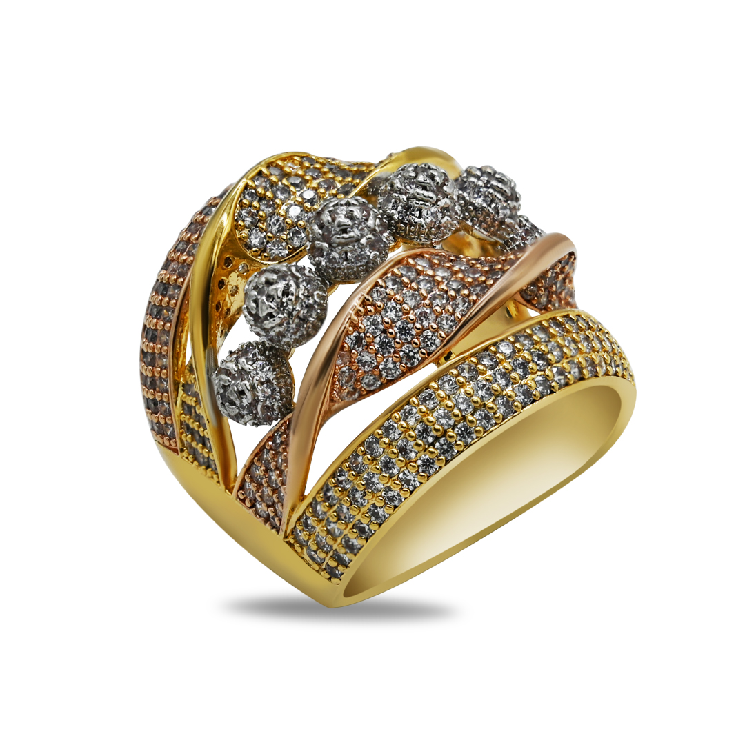 Crystal Interlocking Wave Ring