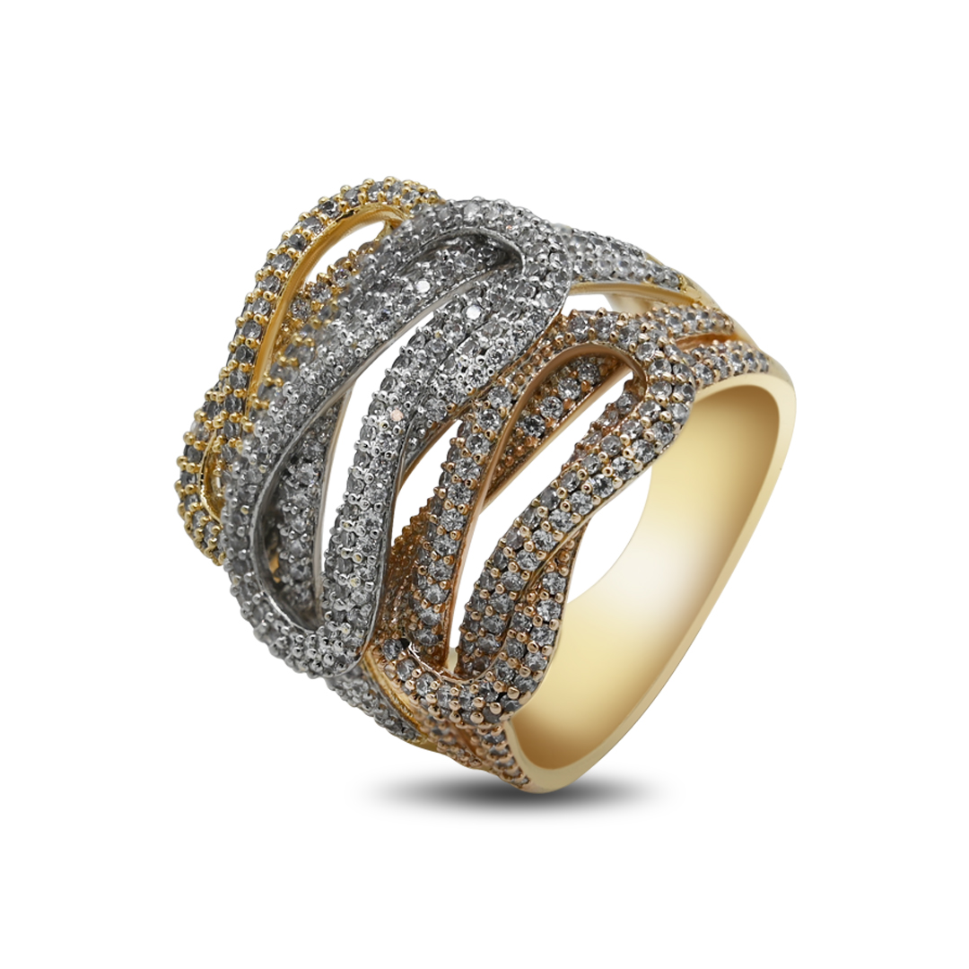 Crystal Interlocking Wave Ring