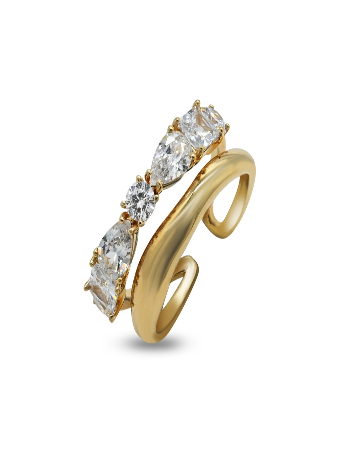 Gold Tiered Crystal Ring