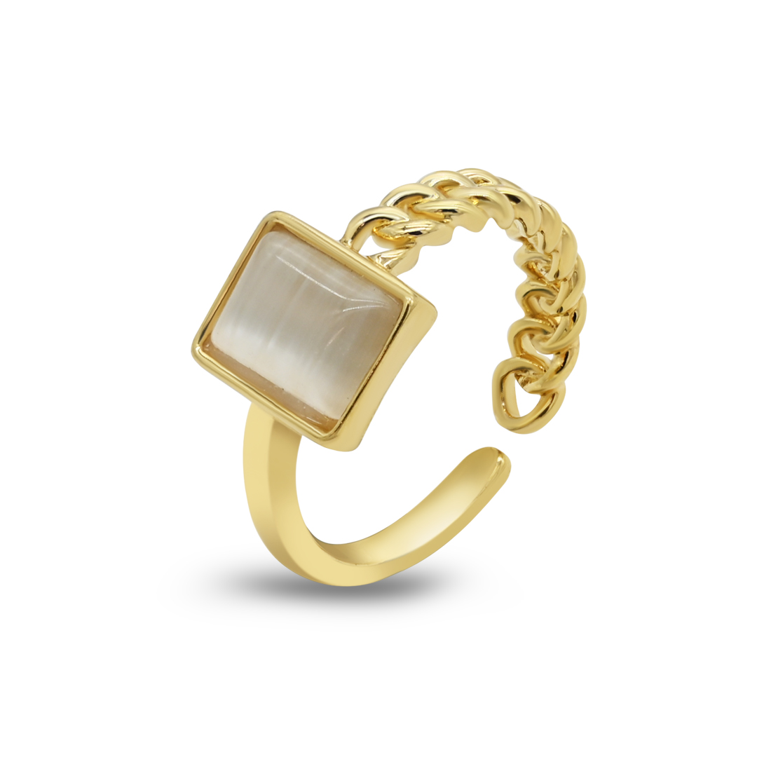 Gold Square Stone Ring