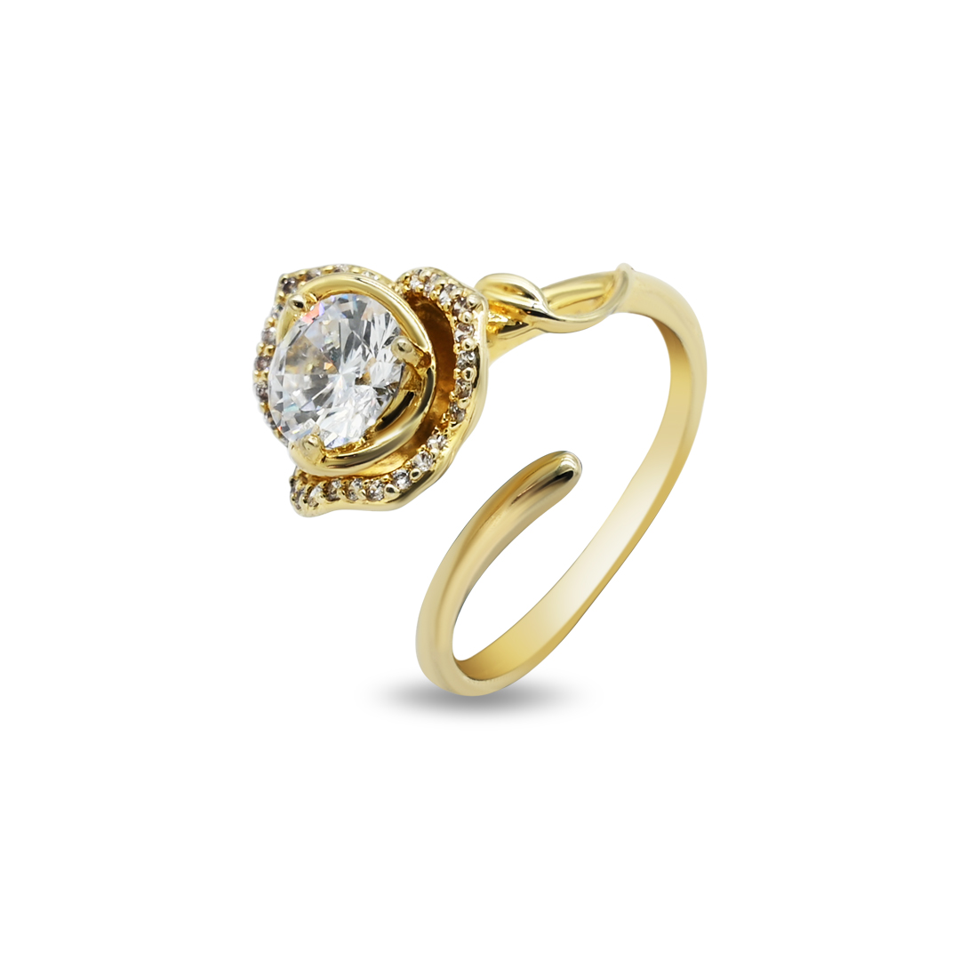 Gold Crown Solitaire Ring