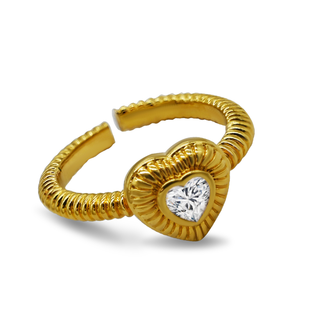 Gold Textured Heart Ring