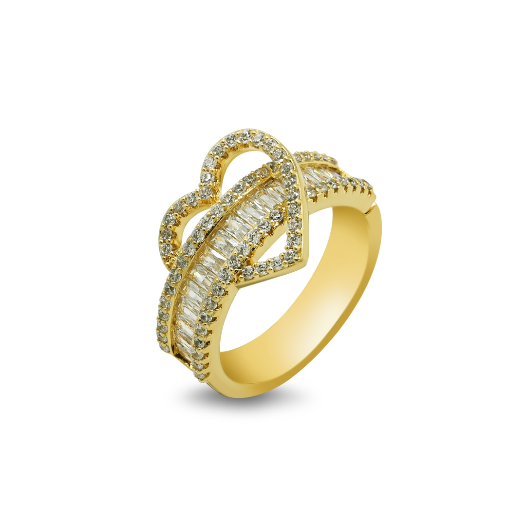 Gold Twin Heart Ring
