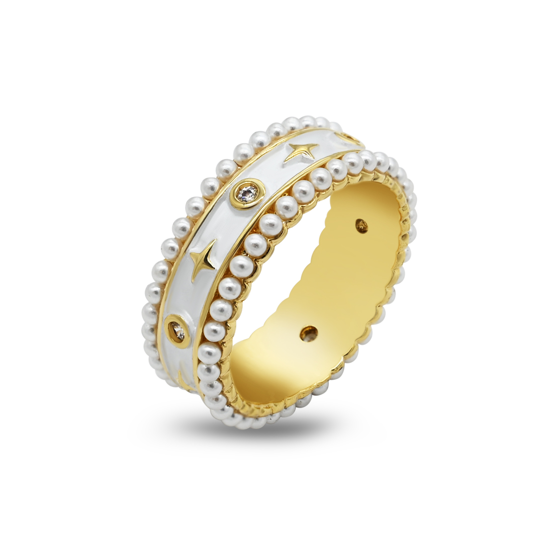 Gold Celestial Pearl Band