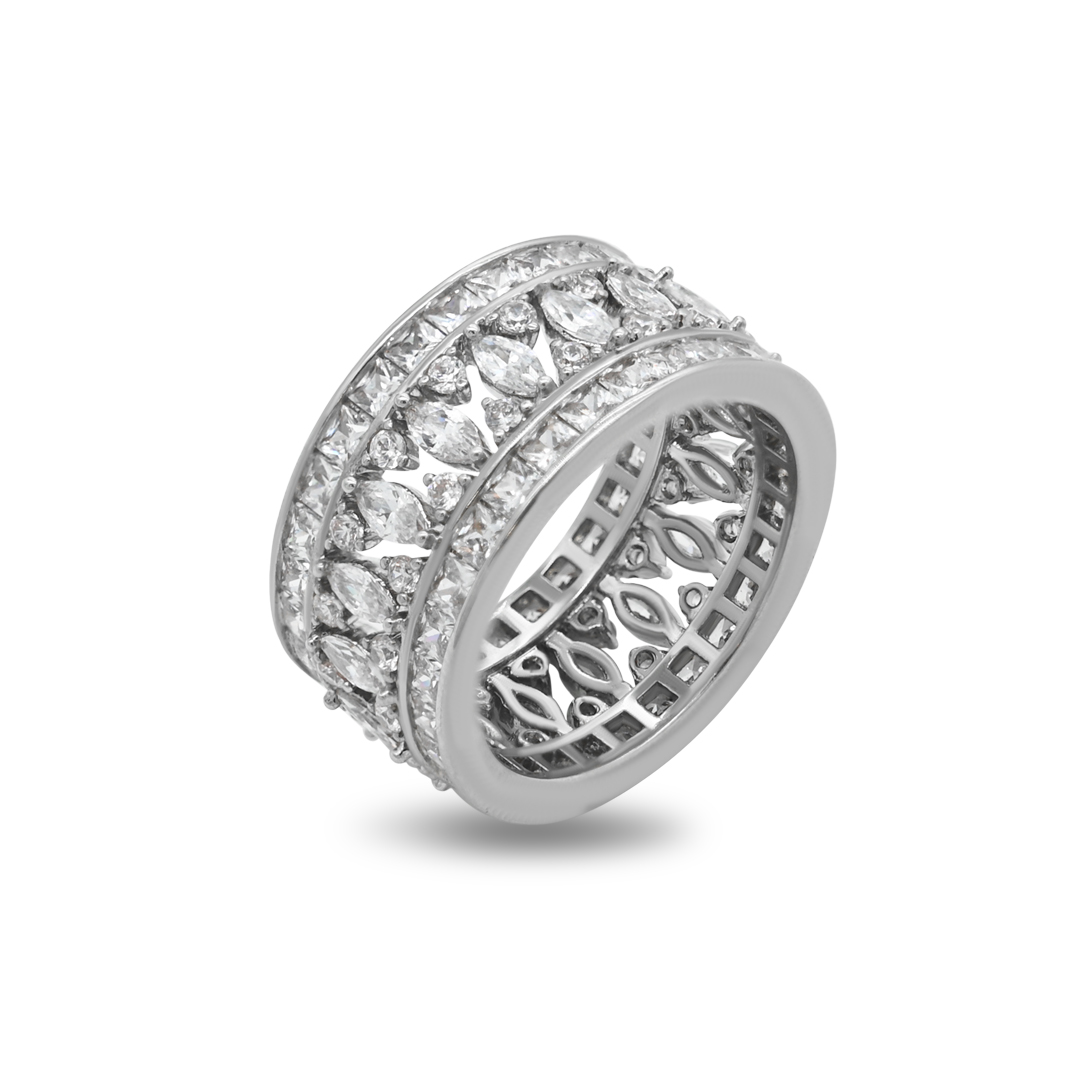 Silver Ribbed Heart Ring