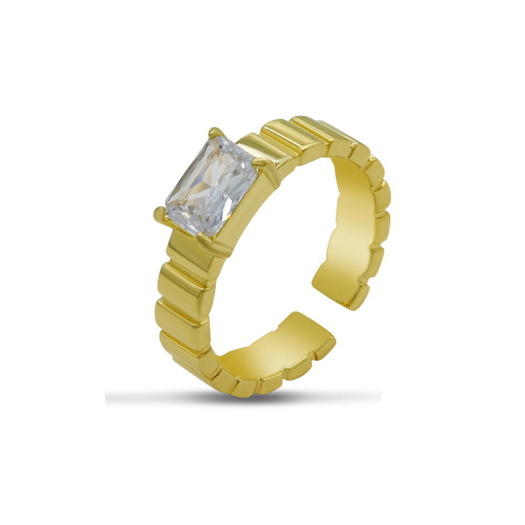 Ribbed Emerald Ring