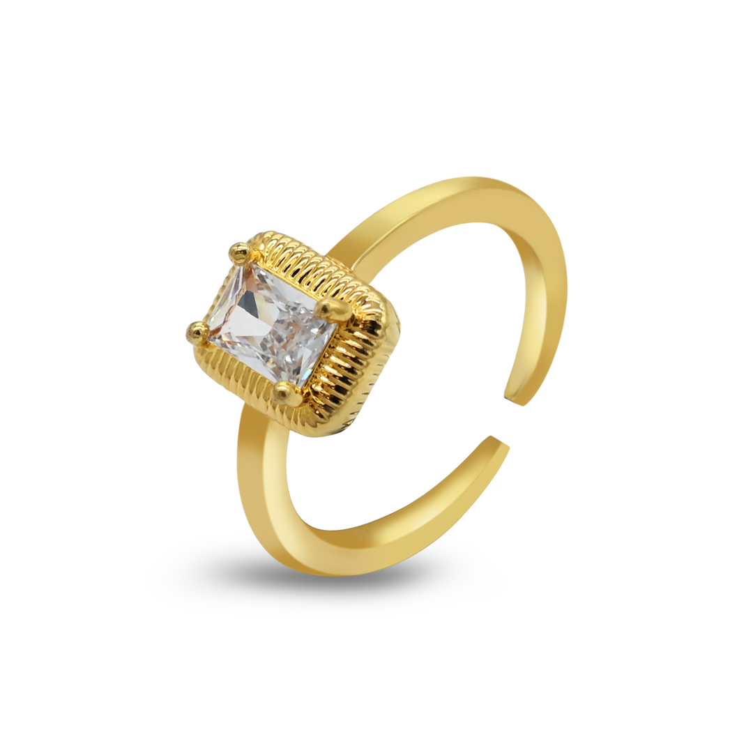 Gold Framed Solitaire Ring