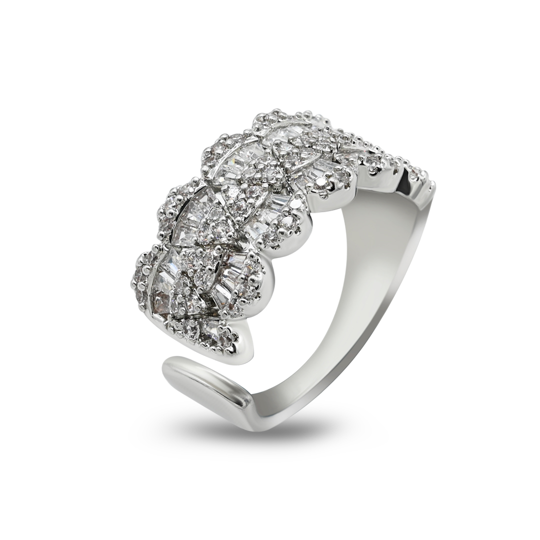 Silver Tiered Baguette Ring