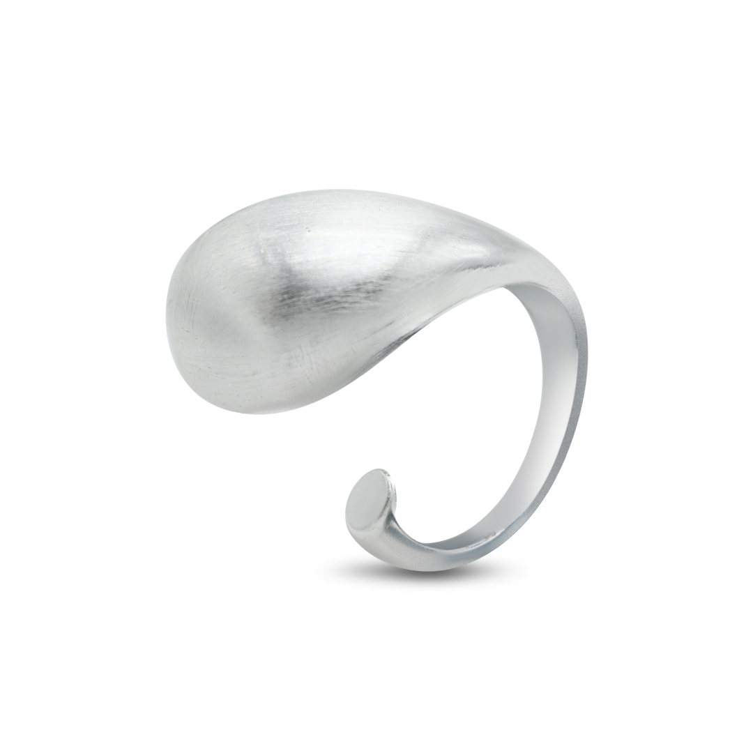 Silver Brushed Teardrop Ring