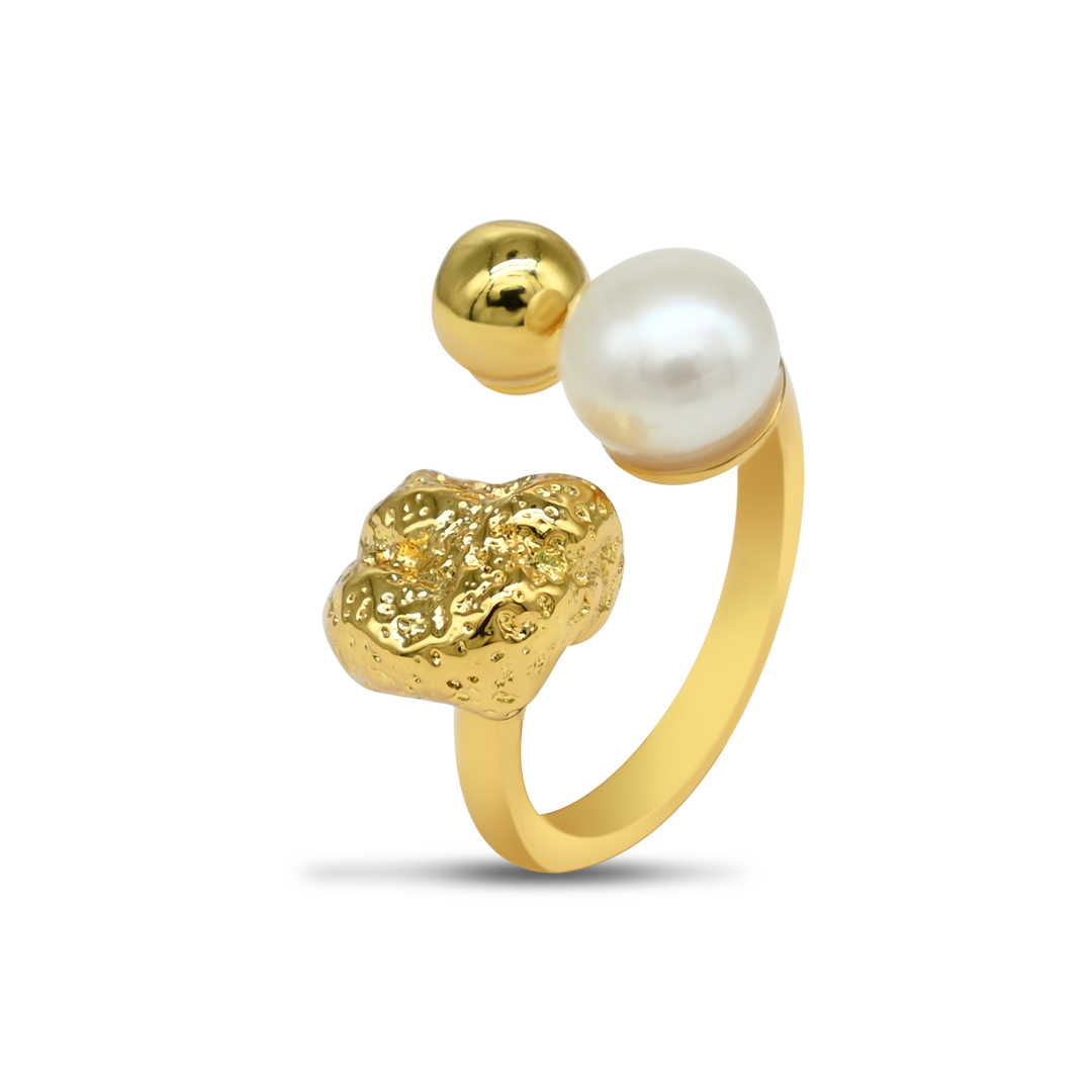 Gold Pearl Nugget Ring