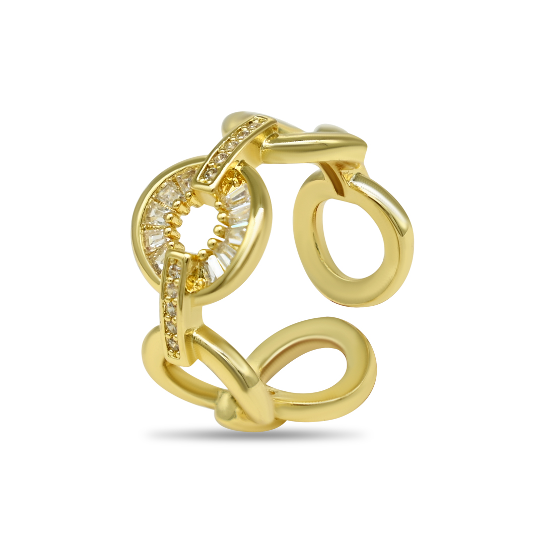 Gold Linked Geometric Cuff