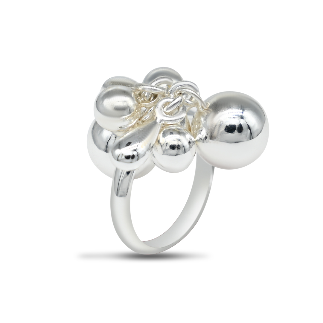 Silver Cluster Charm Ring