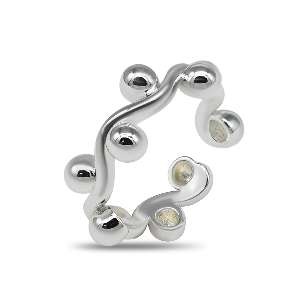 Silver Beaded Ribbon Cuff