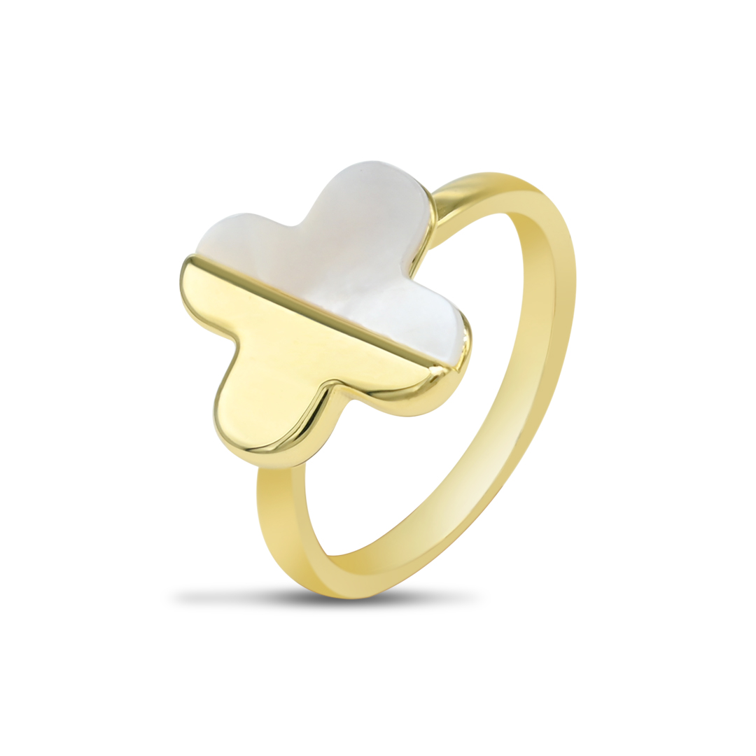 Gold Enamel Flower Ring