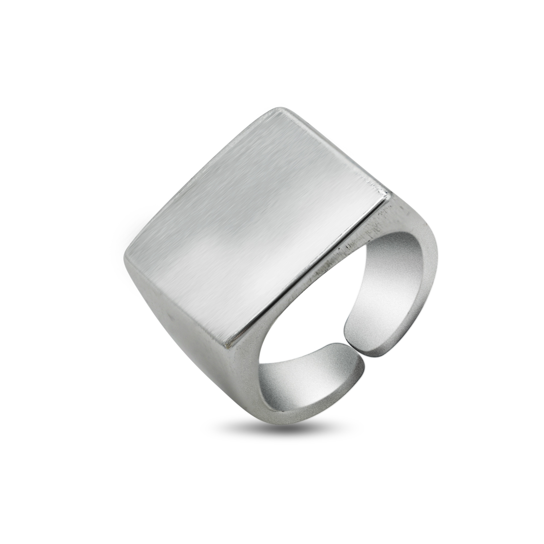 Silver Brushed Signet Ring