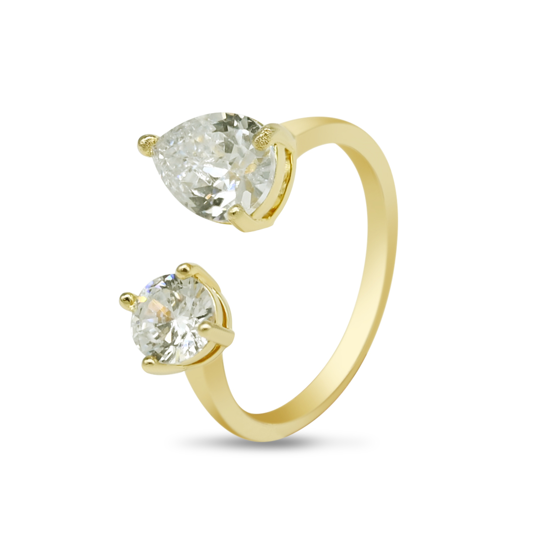 Gold Dual Crystal Solitaire