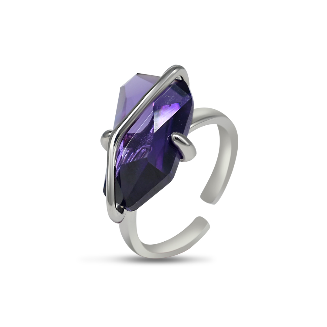 Silver Purple Amethyst Ring
