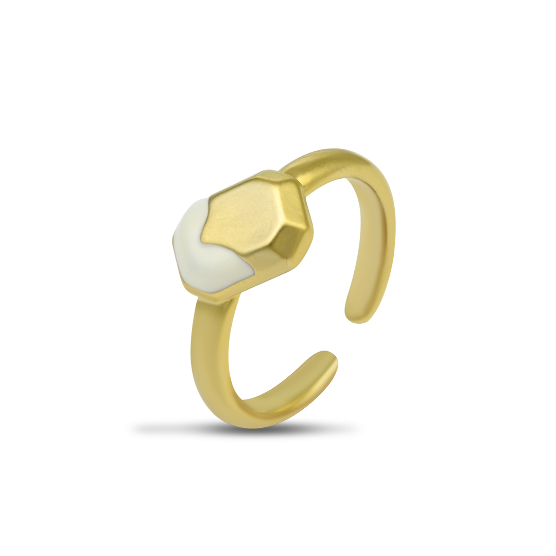 Gold Matte Hexagon Ring