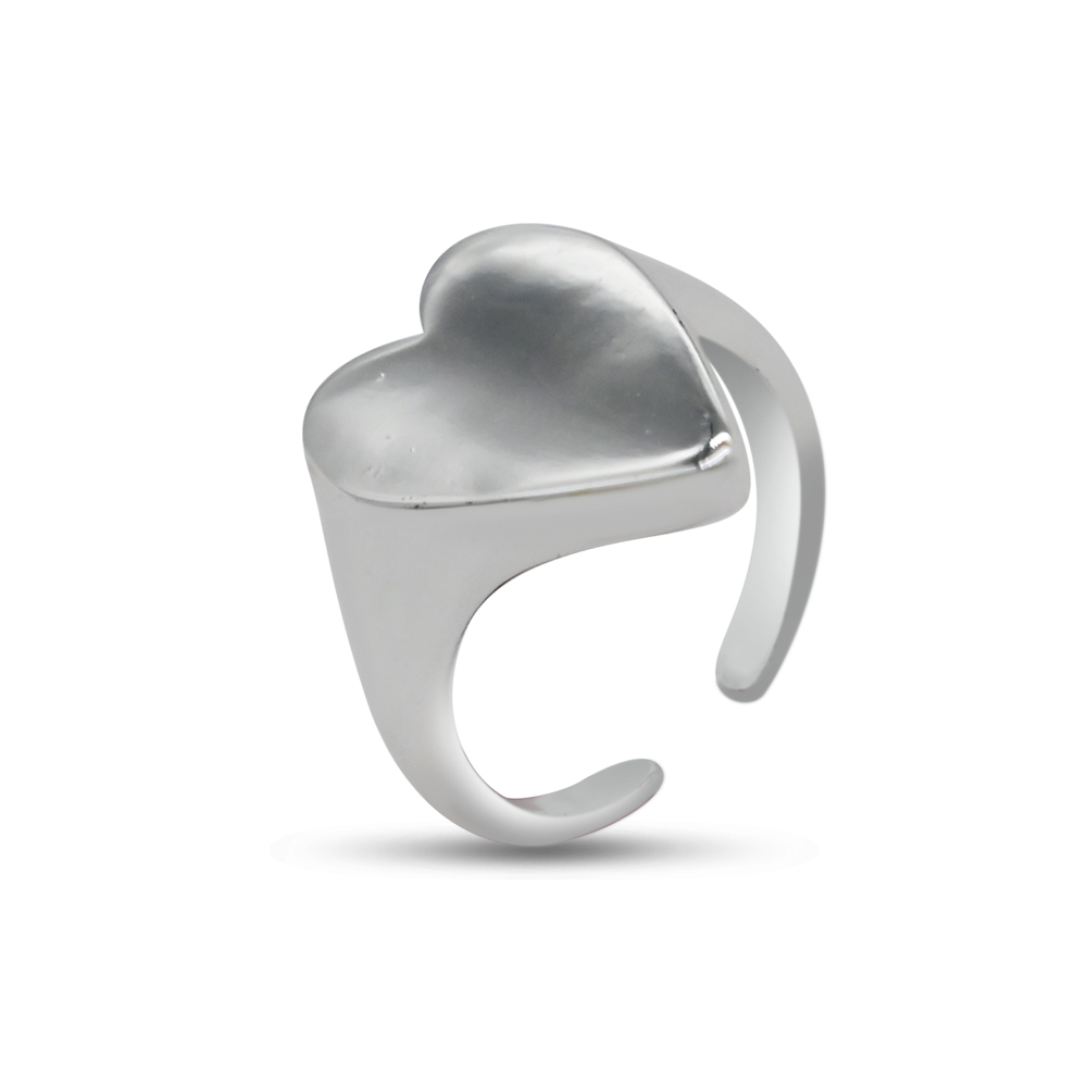 Silver Matte Heart Ring