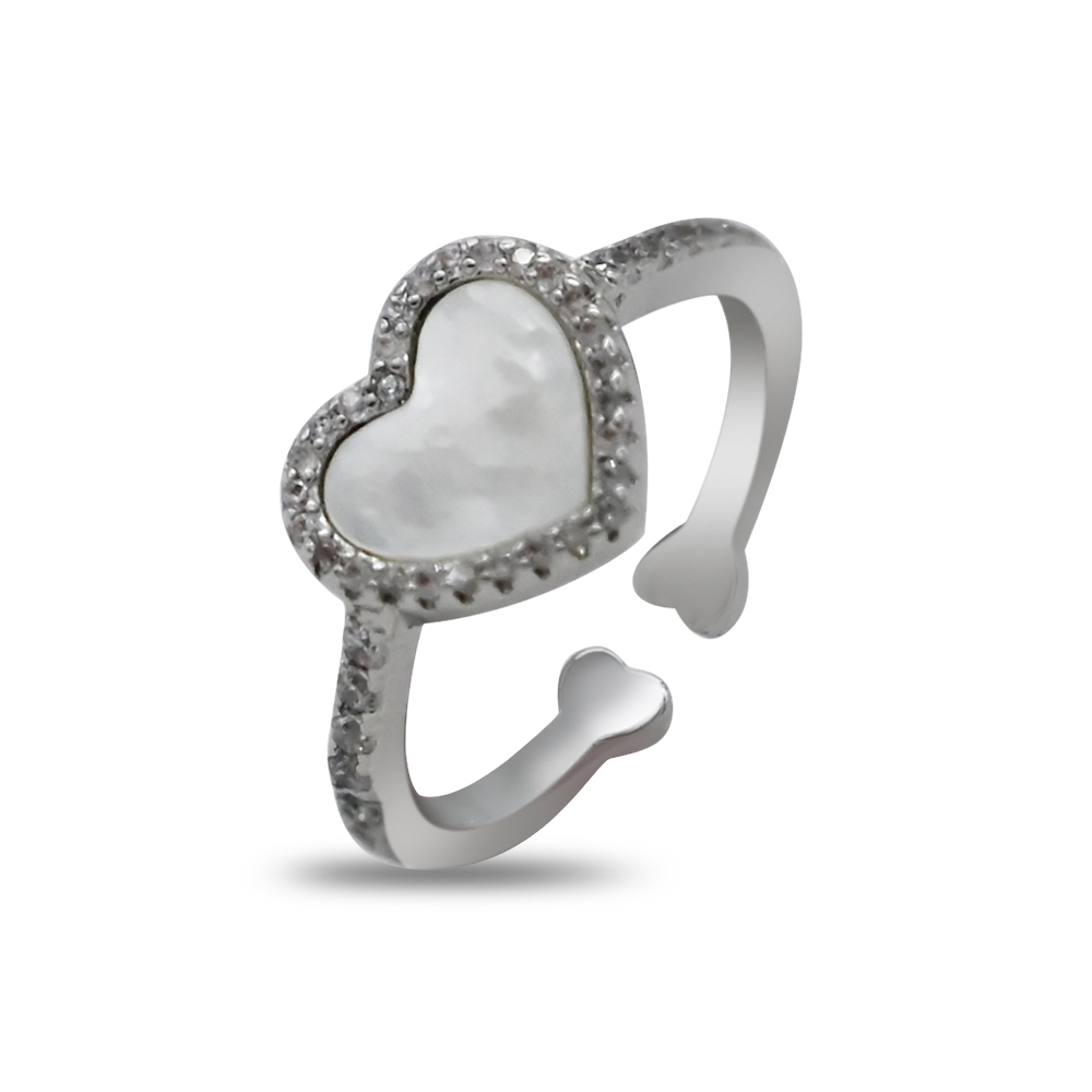 Silver Mother-of-Pearl Heart Ring