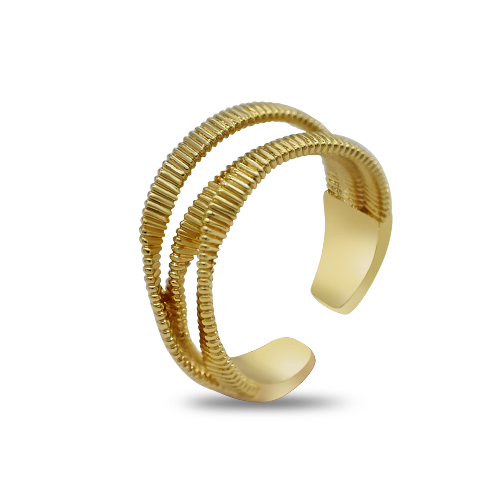Gold Ribbed Triple Band