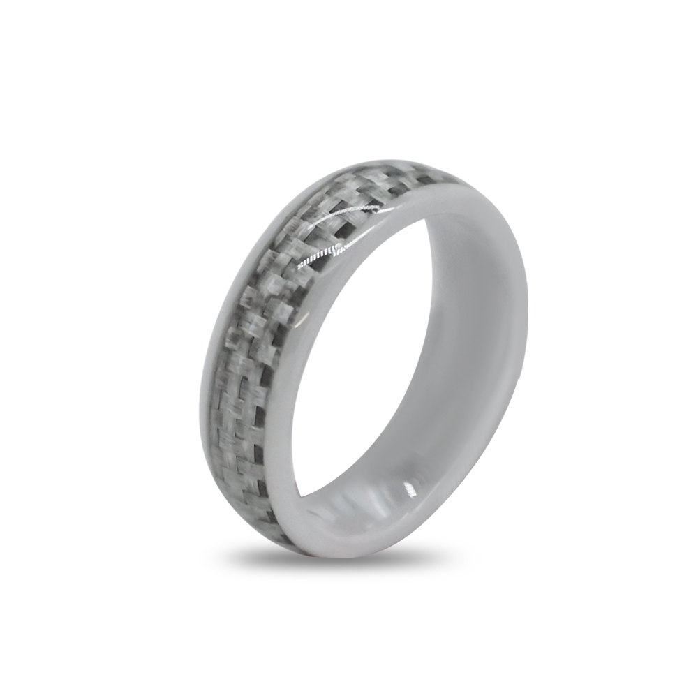 Silver Carbon Fiber Band