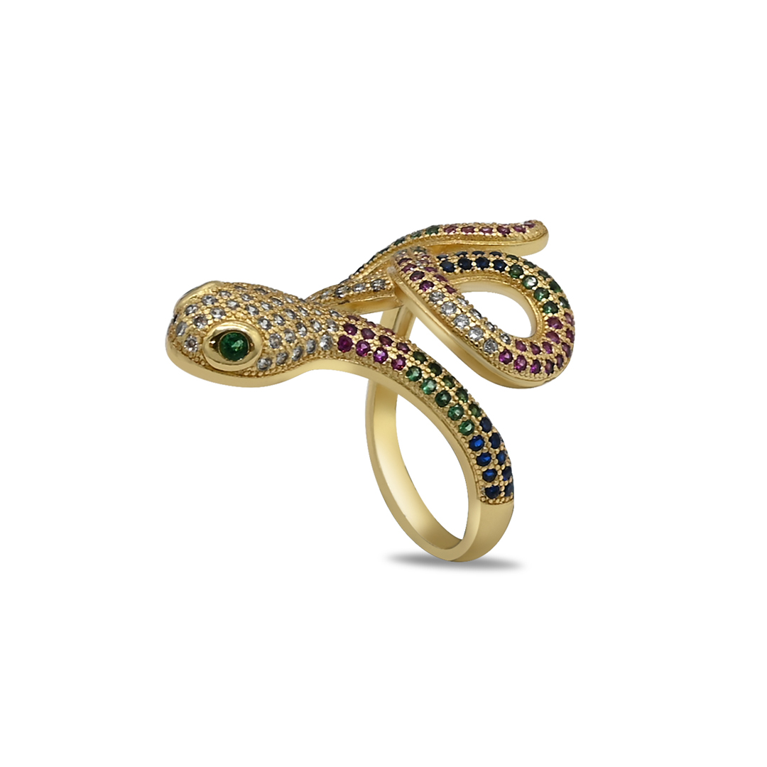 Gold Rainbow Snake Ring