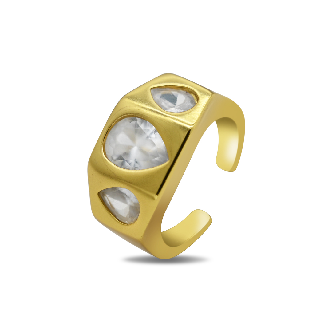Gold Teardrop Crystal Ring