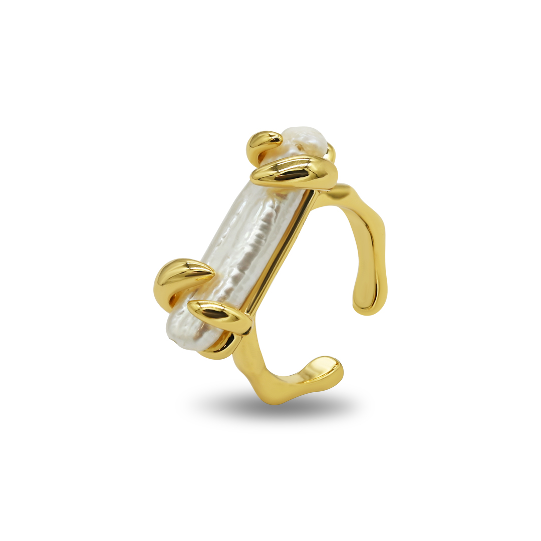 Gold Bar Pearl Ring