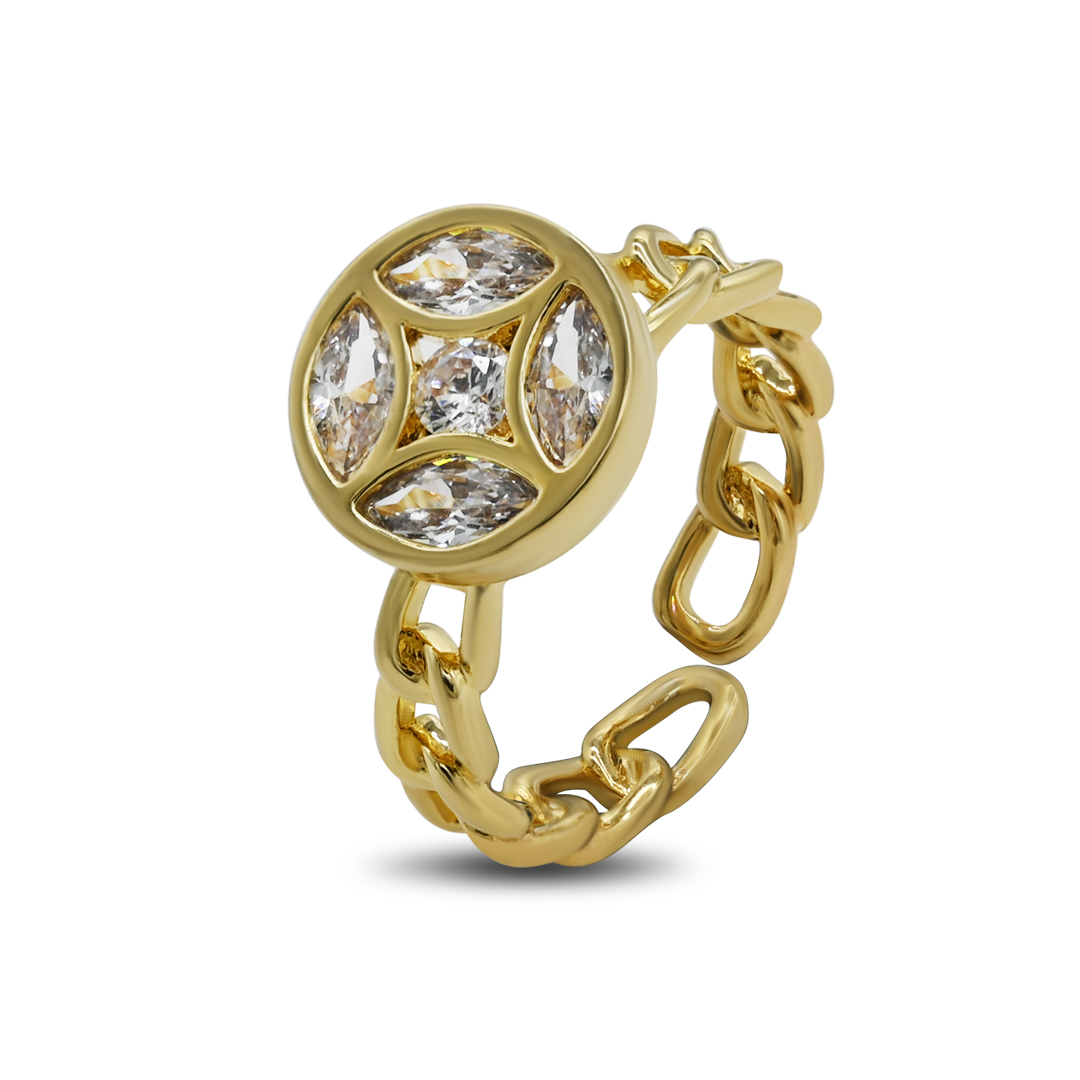 Gold Coin Chain Ring